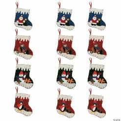 New 😍 6 1/2" Mini 🎅 Christmas Stocking Treat Bags - 12 Pc. 💯