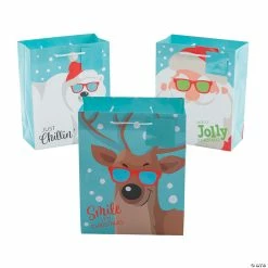 Best Sale 💯 7 1/4" x 9" Medium Cool 🎄 Christmas Character Paper Gift Bags - 12 Pc. ✨
