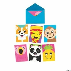 Buy 🔔 Cartoon Animal and Food Note Cards with Envelopes + 36 Pc. 🥰