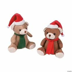 Coupon 👍 Christmas Scarf & Santa Hat Brown Stuffed Bears - 12 Pc. 😍