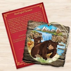 Promo 👏 Designocracy Bear Cabin 🔔 Christmas Wooden Ornaments Set of 2 Wildlife Holiday Decor 🎉