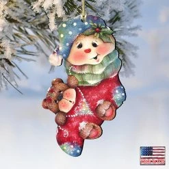 Best deal 😀 Designocracy Bearly Hanging on Wooden Ornaments Set of 2 by J. Mills-Price ❄ Christmas Decor 🔥