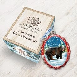 Deals ✨ Designocracy Grizzly Bear Keepsake Glass Ornament 🎁
