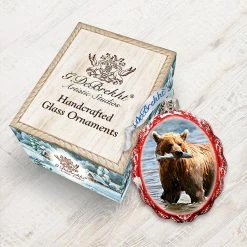 Best deal 🥰 Designocracy Grizzly Bear W Fish Mercury Glass Ornament Wildlife Holiday Decor 🔔