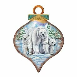 New 🥰 Designocracy Polar Bears Drop Wooden Ornaments Set of 2 Wildlife Holiday Decor 🤩