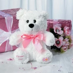 Outlet ❤️ Flower Girl White Stuffed Bear ⌛