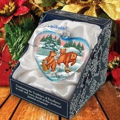 Best reviews of 🥰 G. Debrekht Kodiak Family Heart Glass Ornament Wildlife Holiday Decor 🧨