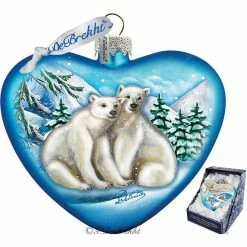 Coupon 😀 G. Debrekht Polar Bear Love Heart Glass Ornament Wildlife Holiday Decor ⌛
