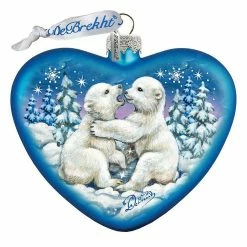 Best deal ⌛ G. Debrekht Polar Cubs Glass Ornament Wildlife Holiday Decor 🧨