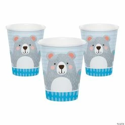 Discount 🎁 Happy Bear Grey & Blue Paper Cups - 8 Pc. 💯