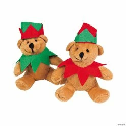 Designocracy Shop 15 Top 10 👏 Holiday Elf Hat Brown Stuffed Bears - 12 Pc. 😀