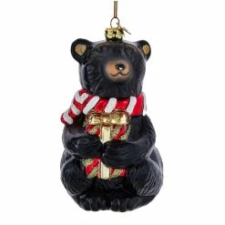 Budget 🎉 Kurt Adler Ornaments for 🎄 Christmas Tree, Noble Gems Black Bear with Gift 🥰
