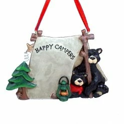 Budget 🔥 Kurt Adler Resin 🎁 Christmas Tree Ornament, Happy Campers Bears in a Tent 🌟