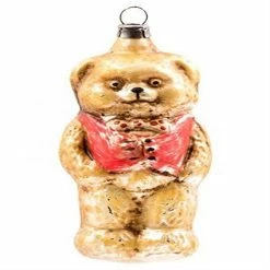 Flash Sale 🎁 Marolin 2011102 Hand-blown Glass Ornament, Bear with Vest 🎉