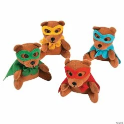 Flash Sale 🔥 Superhero Mask & Cape Brown Stuffed Bears - 12 Pc. 🌟