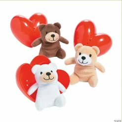 Hot Sale 👍 Valentine’s Day Hearts with Mini Stuffed Bears - 12 Pc. 🥰