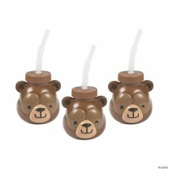 Designocracy Shop 28 Flash Sale 🧨 Woodland Party Bear Cups with Straws - 8 Ct. 😍